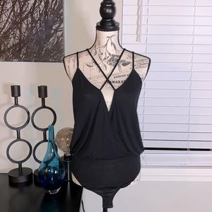 EXPRESS Black Strappy Bodysuit M